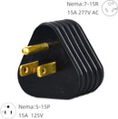 Camp Power 15M30F Adaptor, MVO RV Power Adapter, NEMA 5-15P to TT-30R, 15A Male to 30A Female (15M/30F-Triangle, Black)