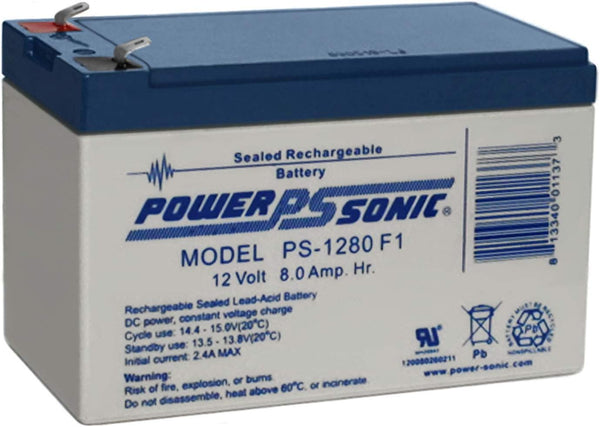 PS-1280F PS-1280 F1 12 Volt 8 Amp Hour Rechargeable SLA Battery