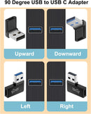 USBA2C Right Angle, MVO 90 Degree USB to USB C Adapter