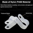 3322D, MVO White Nylon R-Type Cable Clamps 3/16" Plastic Wire Clips Fasteners