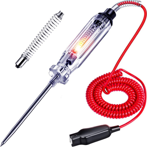 mvautotl Automotive Circuit Tester, 6-24V Test Light Indicator with Sharp Carbon Probe for Fuse Testing, Light Sockets, Short Circuits, Wires, Electricians, Mechanics, Homeowners and Car Batteries