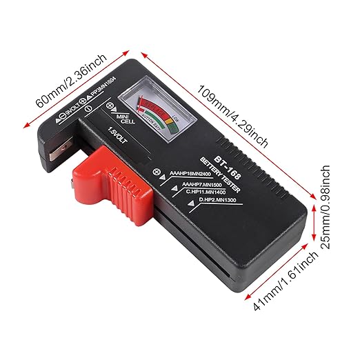 MVBT-1680 Battery Tester Checker, Small Universal Battery Checker Tester for AA AAA C D 9V 1.5V, Button Cell Batteries Checker - Small Volt Checker for All Batteries