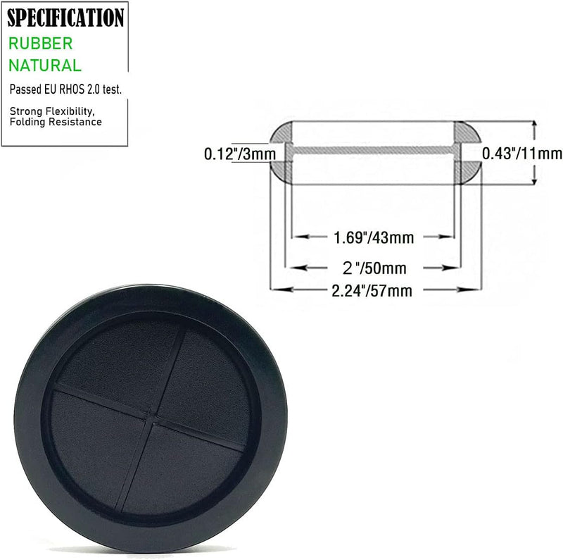 GOB-1104H, MVO (1 pack)  2 Inch Rubber Grommets for Wiring, 1-5/8 in ID, Double-Sided Rubber