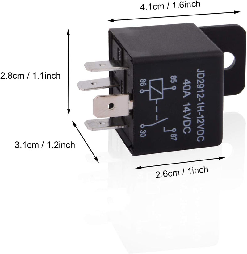 JD2912-1H-12VDC, MVO  Car Relay 4 Pin 12v 40amp SPST 14VDC, Auto Switches & Starters