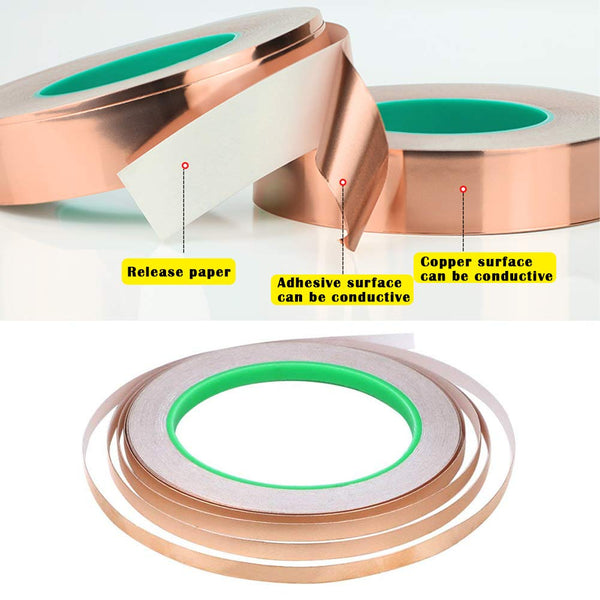 12CT-66FT, MVO Copper Foil Tape,(0.5inch X 66 FT) Double-Sided Conductive Copper Tape with Adhesive for EMI Shielding,Paper Circuits,Electrical Repairs,Grounding