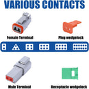 DT-4-M Grey 4 Pin  Deutsch  Male Connectors Waterproof Electrical Wire Connector with Stamped Contacts and Seal Plug for Truck, Off-Road Vehicles, Construction, Agriculture, Motorcycle Wiring