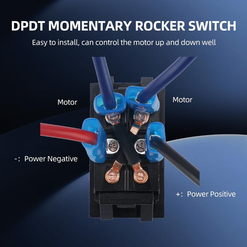 Reverse Polarity Switch 12V,(ON)-Off-(ON) Momentary Rev Polarity Switch RV Jack Rocker Switch 20A 12VDC 4 Pin with Pre-Wires Auto Control for 5th Wheel Tongue Trailer