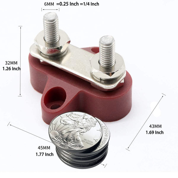 IS-6MM-2R, MVO  Power Stud Junction Post, M6 Dual Power Distribution Block