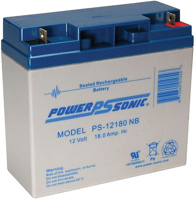 Power Sonic PS-12180 Nut Bolt   12V 18AH SLA Battery.