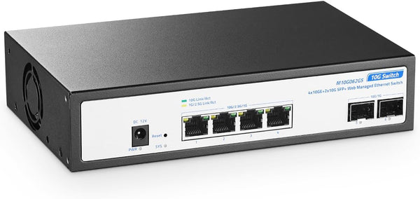 MV10GX6 Switch, MVO  6 Port 10Gbps Managed Switch, 4 x 10G RJ-45 Ports with 2 x 10G SFP+ Slots,
