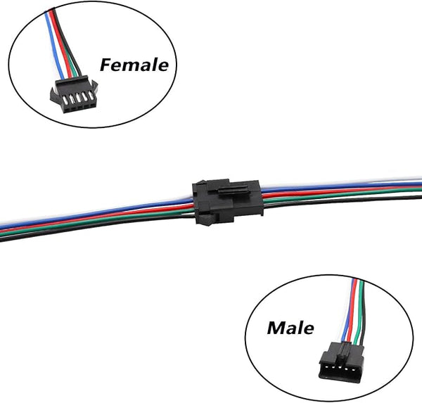 MVJSTSM5-PLUG-L  5 Pin JST SM Connector LED Power Male to Female SM Terminal Wire Cable Adapter for 5050 RGBWW LED Light Strip