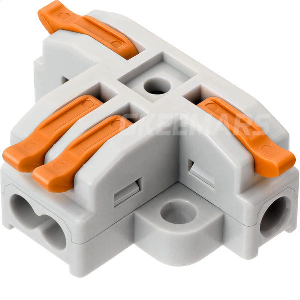 WAGO Type T Tap 4  4 Way T Tap Wire Connectors, Quick Wire Splitter Connector Push-in Connectors for AWG 24-12 (Orange)