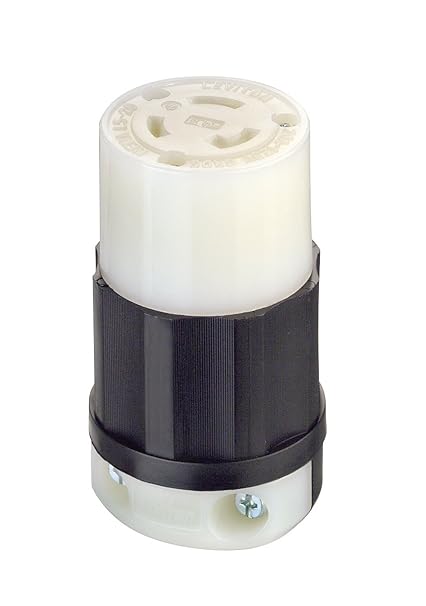 2313-B, Levitom Locking Connector, L5-20R, 20 A, 125V AC, Single Phase, 2 Pole, Screw Terminals, Black, White