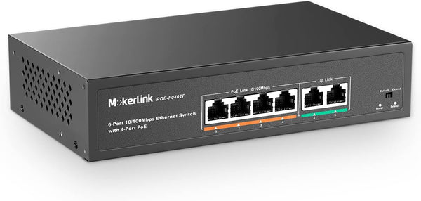 Yuan POE 6 Port, MVO 6 Port PoE Switch with 4 Ports PoE+, 2 Fast Ethernet Uplink, 10/100Mbps, 78W