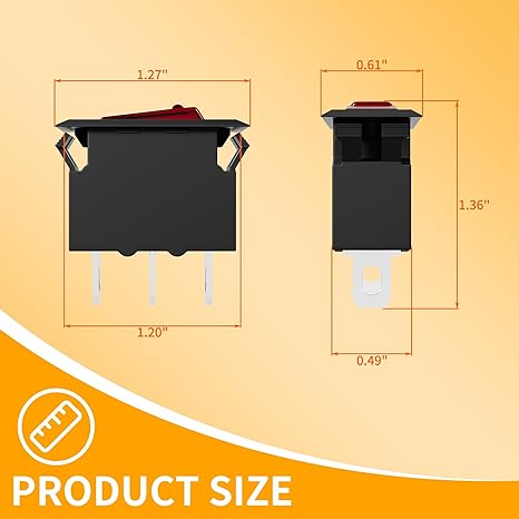 Reset Switch Red Lighted Rocker Switch ON Off Overload Protect Firepla ...
