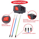 IEC and Switch, MVO AC 10A 250V Rocker Switch Power Socket Inlet Module Plug, 3 Pin IEC320 C14 Male Power Switch with 6Pcs Mounting Screws,9Pcs 18 AWG Extension Cord