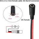 PWR5521F-4PK, MVO 4 PACK 2.1mm DC Power Terminal Cable, 18AWG 0.8FT with Female Barrel Connector for CCTV Camera, DVR, LED Light, Power Supply (Red Black Wires)