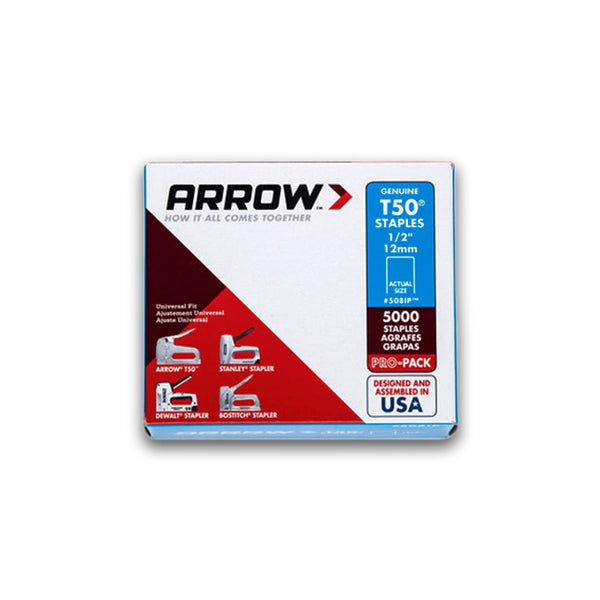 Arrow Fastener 508IP Genuine T50 1/2-Inch Staples, 5,000-Pack