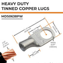 770438L-20PK, Qual 4 AWG 3/8" Stud Marine Grade Tinned Copper Battery Cable Lugs, 6 Gauge Ring Terminals, UL Wire Lugs Electrical Battery Cable Ends, Tinned Copper Lugs Battery Terminal Connectors