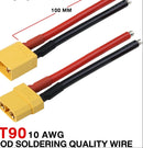 MVXT90-MF-Wired, MVO XT90 Plug Connector Female and Male with 100mm (10 AWG)