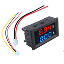 Volt/ AMP 4 -100VDC,Voltage Current Tester,Compatible with 0.28" Digital Voltmeter Ammeter DC 100V 10A Dual LED Meter - 3-Bit Blue/Red Display with Connection Wires.
