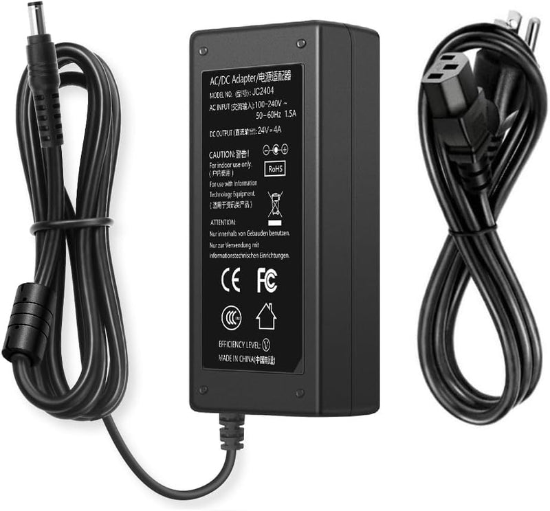 MVDC-24-4-2.5P, MVO  24V DC Power Supply 4A Universal AC Adapter, 100-240 50/60Hz Adapter to 24 Volts 4Amp Transformer, DC 24V Power Cord, 5.5mm x 2.5mm Power Supply