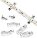 MVPVC Clips-100pk PVC Strip 8-10mm Light Clips LED Strip Light Mounting Clips & screws Outdoor Strip Light Clamp Holder Double Side Mounting Brackets for 8-10mm Wide Waterproof Strip Lights