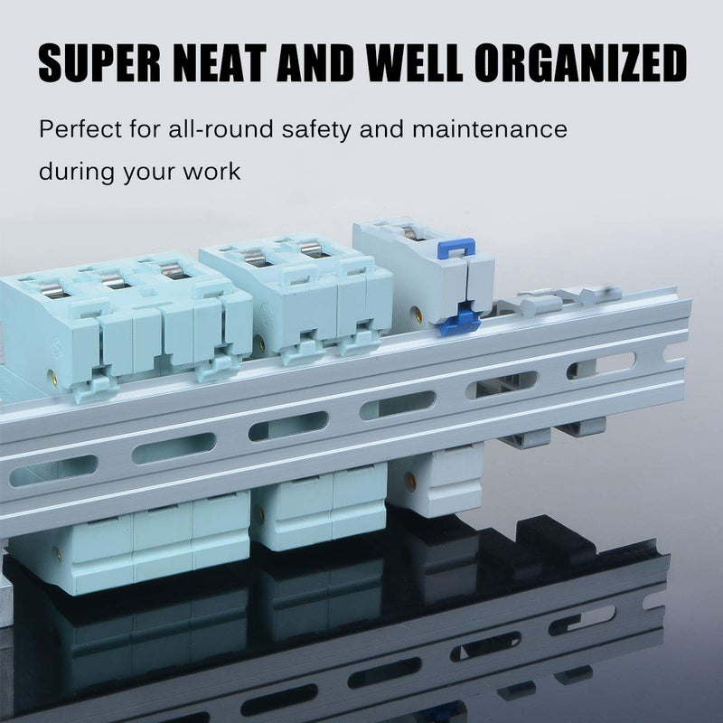 R95-128-89 2PK Aluminum DIN Rails, 8 Inches Long, 35mm Wide, 7.5mm High, Top Hat Slotted DIN Rail with RoHS