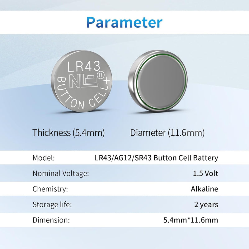 Sr43sw Battery 386 LR43 SR43SW AG12 1.5V Alkaline Watch Battery for Thermometer ...