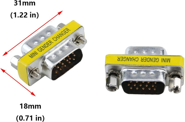 30-588, Calrad  DB15 VGA SVGA KVM Male to Male Mini Gender Changer Coupler Adapter Connector for PC