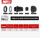 GLANDS-3/8  NPT Cable Gland WP Adj 4-8mm/0.16-0.31inch Nylon Cable Glands