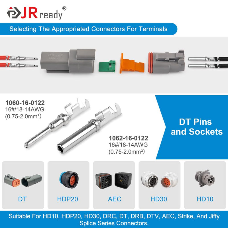1060-16-0122-5pk FEMALE Deutsch Pins  Open Barrel Terminals Wire Gauge 14-18 AWG
