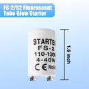 FS-2 MVO Fluorescent Starter, 4-40W, T8, Indoor, Long Lasting, 1.1E+2V AC, Compatible with GE, FS-2, FS-5, Preheat Fluorescent Lamps