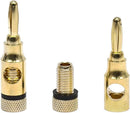 MV9437-1 R&B Banana Plugs, 24k Gold Dual Screw Lock Speaker Connector