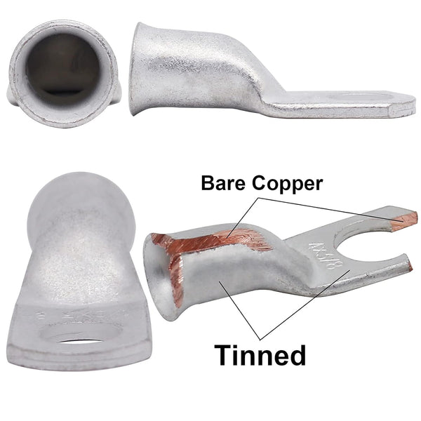 LUG 2/0 3/8-1 MVO 2/0 Awg-3/8 Ring Marine Grade Copper Wire Lugs,UL Battery Cable Ends,Heavy Duty Cable Lugs,Tinned Copper Eyelets,Tubular Ring Terminals