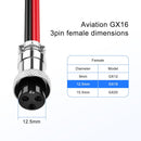 61-603 Wired, Female 3 Pin GX16 Aviation Connector Pigtail Cable w/ 30cm Leads