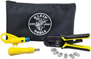 VDV026-212, Klein Coax Installation Kit with Crimp Tool, Cable Cutter, Stripper and F connectors with Storage Bag