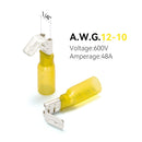 MVHS-PB-Y-10, MVO 10 Pack Piggyback Spade Connector Yellow 12-10 AWG - Heat Shrink Electrical Quick Disconnect Wire Connectors Kit - Tinned Red Copper - Automotive Marine...