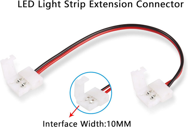 MVPIGCONSC10  10mm LED Light Strip Connector 10mm Wide Single Color Solderless Snap Any Angle Strip to Strip Jumper for 3528 5050 LED Light