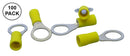 Philmore 65-1569C, 12-10AWG Yellow Insulated 3/8" Ring Terminals 100PK