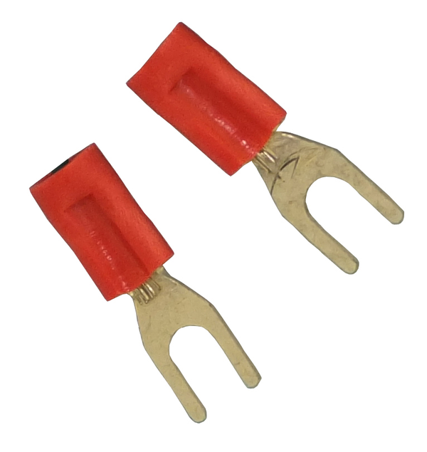 Philmore 65-2525C 100pc #8 Spade Terminals, 22-18 AWG, Insulated, Tin Plated Copper - Red