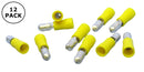 Philmore 65-7562, 12-10AWG Yellow Insulated 0.195" Male Bullet Plug 12PK