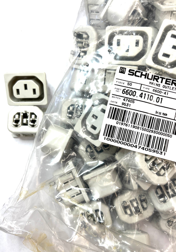 6600.4110.01-50PK, Schurter IEC GREY Female Snap-In Chassis Receptacle ~ 50 Pack