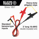 69381-6, Klein Heavy-Duty Alligator Clip Test Leads, 3-Foot