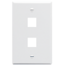 ICC IC107F02WH, WHITE 2 Port Wall Plate for Keystone Jack Inserts.