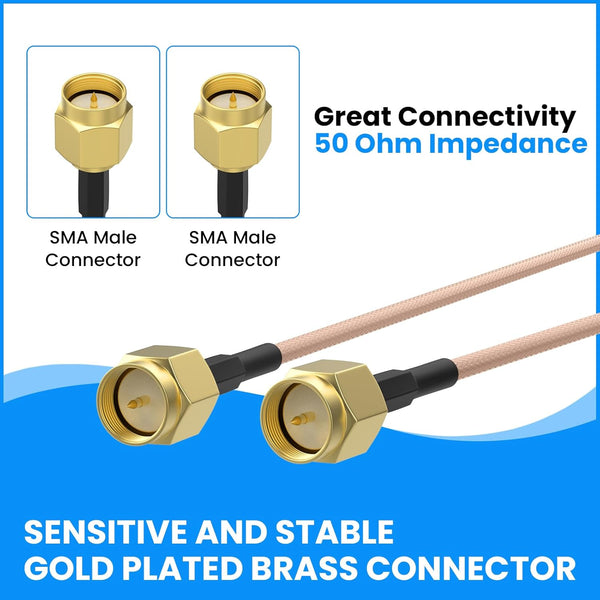 SMA-MM-20inch Jumper, MVO SMA Male to SMA Male Coaxial Cable Antenna Extender Cable Adapter RG316 Coax Jumper Connector(20 inches