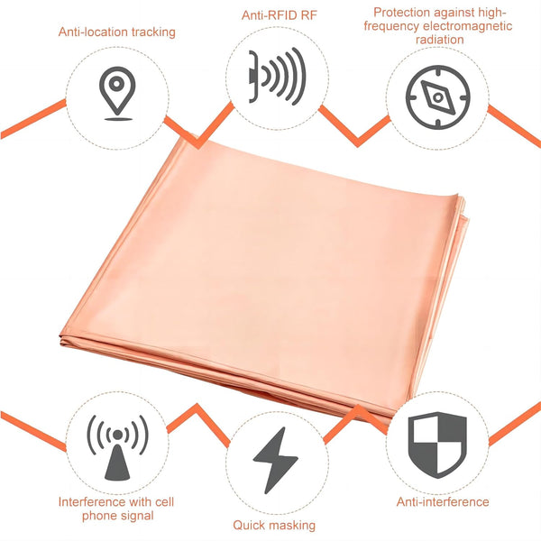 Small shielding Sheet Copper EMF Protection Fabric Shielding RF & LF Electromagnetic Fields Anti Radiation Fabric Blocking (1, Gold, 39"x43")