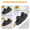 QMS-02-1, MVO 2 Port Insulated Wire Connector, Inline Splice, Multi Tap Cable Connector for Copper and Aluminum Wires, Slotted Hex, Black Vinyl Coated, Pre-Filled with Oxide Inhibitor (2-14 AWG