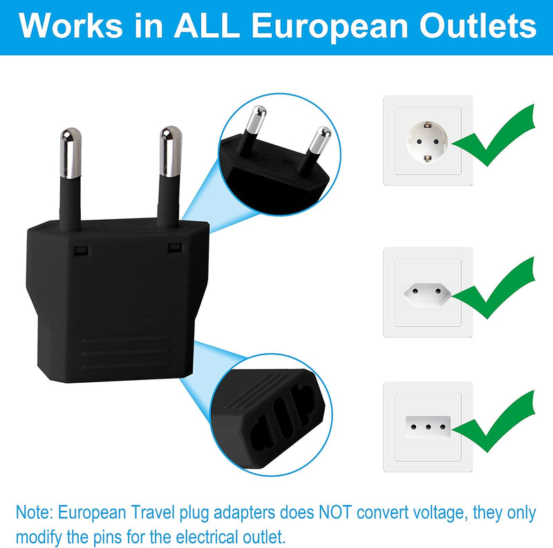 CP-4MM Black , MVO American USA to European Outlet Plug Adapter(Upgrade Black)