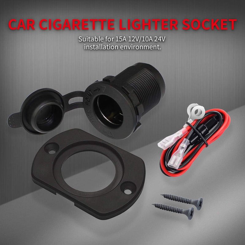 MV12VRCTT Bracket 12V Car Cigarette Lighter Socket Female 12 Volt Power Outlet Replacement with Blue LED Waterproof for Boat Marine Scooter RV ATV UTV